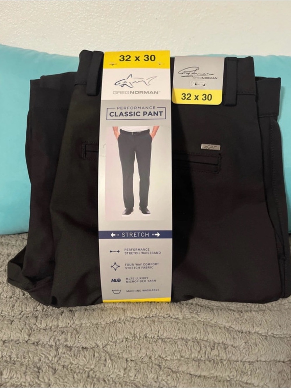 Greg Norman Collection Black Performance Classic Pant
